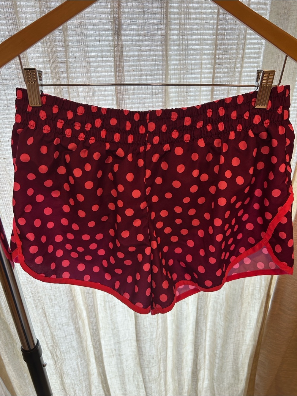 Danskin Now Red Maroon and Pink Polka Dot Athletic Shorts